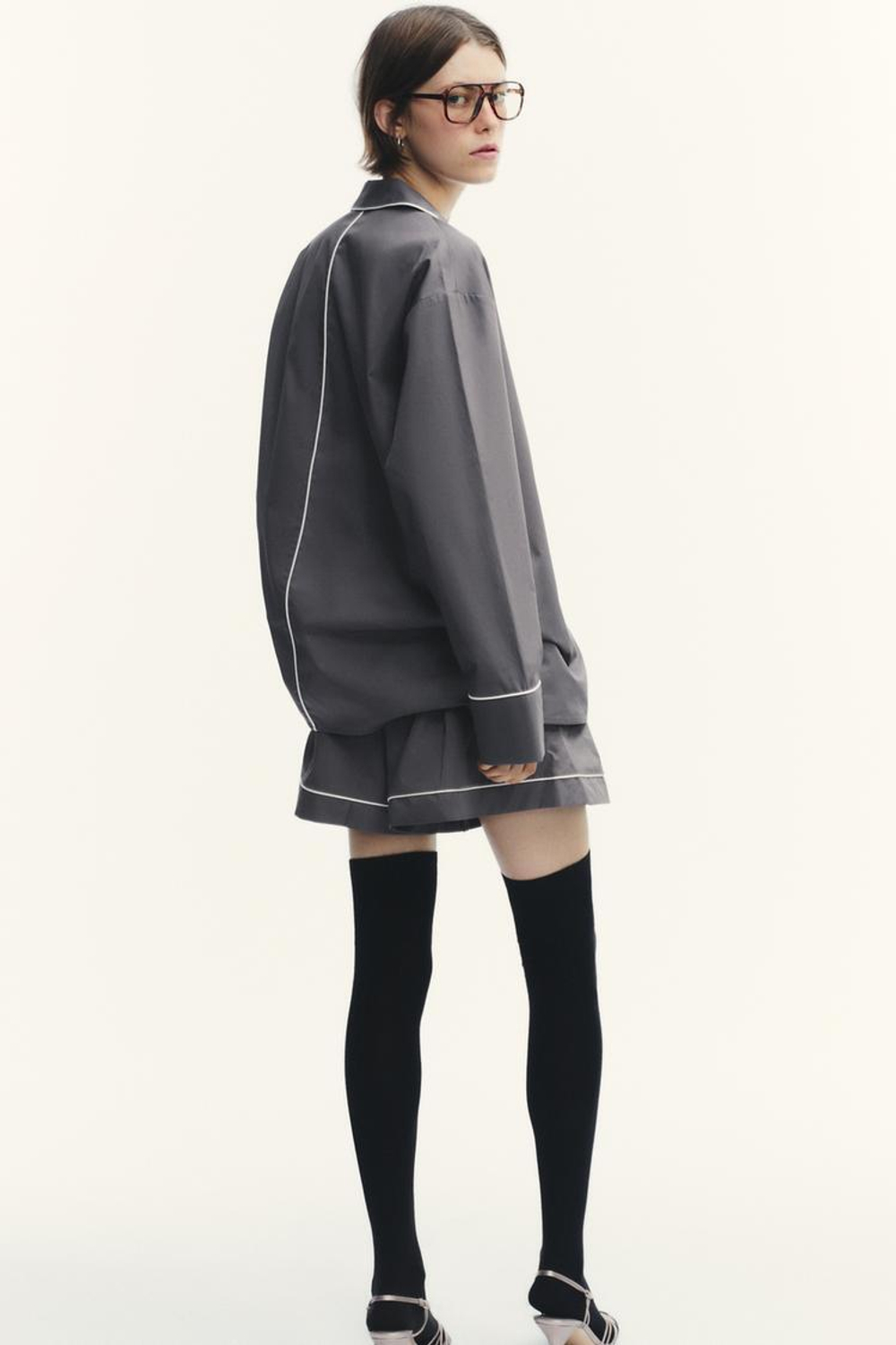 ZARA РУБАШКА ИЗ ПОПЛИНА С ОКАНТОВКОЙ, НЕФТЯНОЙ