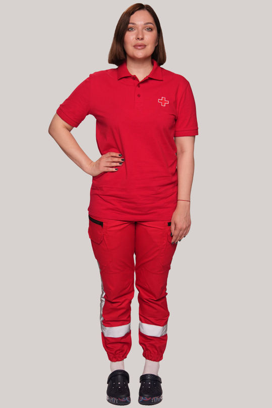 Брюки-джоггеры демисезонные женские Скорая помощь MedicLine цв. Красный
