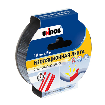 Изолента самослипающаяся Unibob, пвх, 19 мм x 5 м, черная