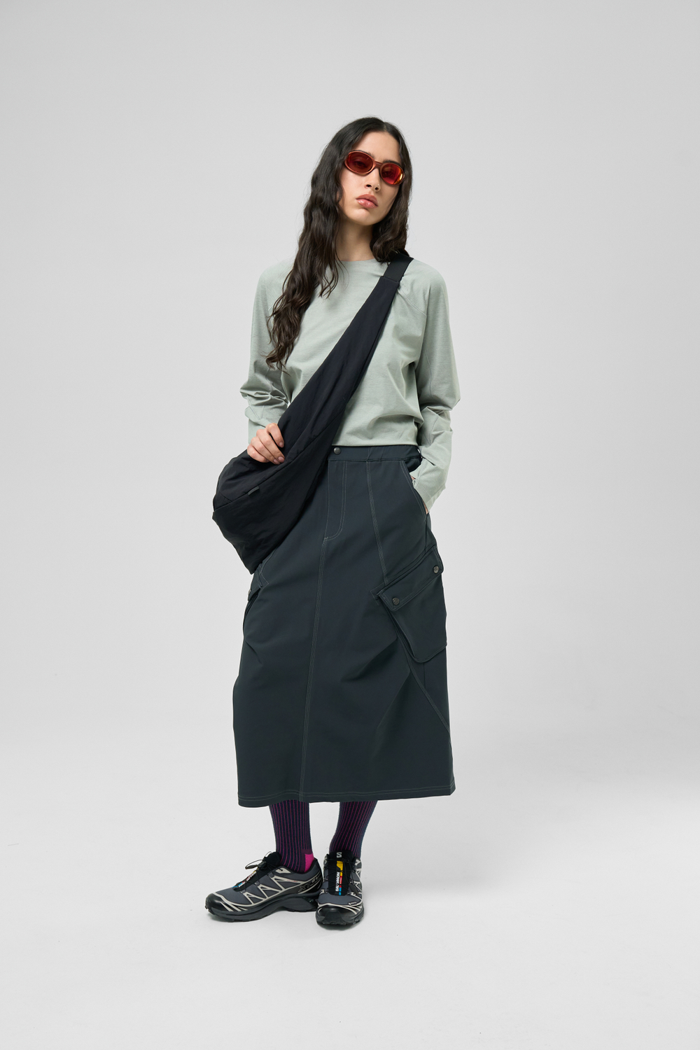 Юбка Nothomme Blue Raised-Knit Slant-Pocket Work Skirt "Navy Blue"