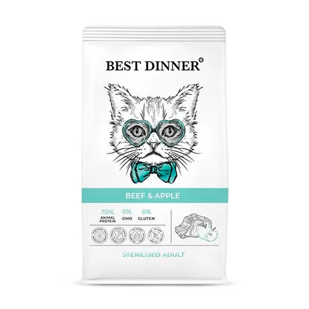 Сухой корм Best Dinner Adult Sterilised Beef & Apple, для кошек, с говядиной и яблоком, 400 г