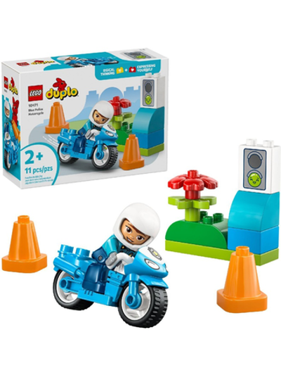 Конструктор Лего Дупло Полицейский мотоцикл | LEGO DUPLO Blue Police Motorcycle 10471 — 11 деталей (2+)