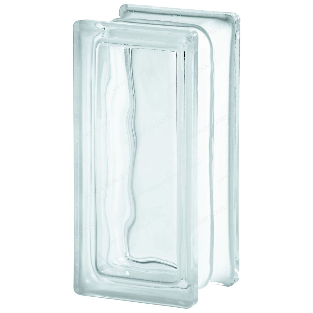 Стеклоблок Vitrablok Половинка Волна 190x90x80 - Бесцветный