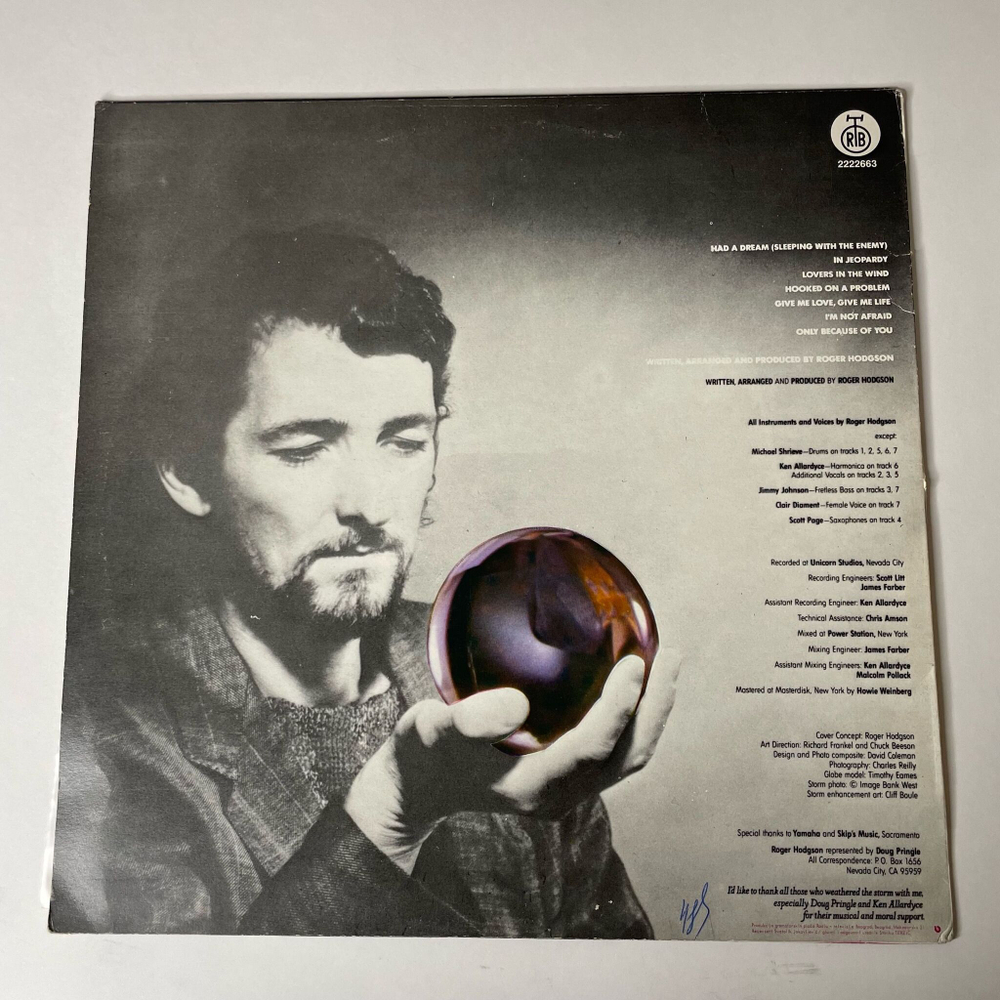 Винтажная виниловая пластинка LP Roger Hodgson In The Eye Of The Storm (Югославия 1985)