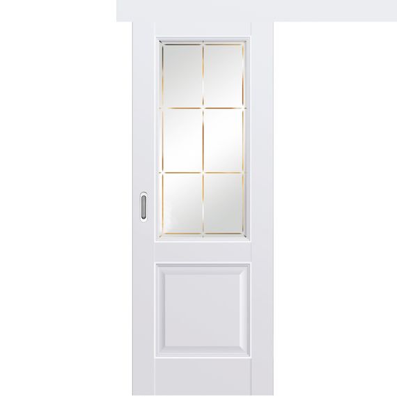 Фото раздвижной одностворчатой двери Emalex 2 midwhite остеклённая