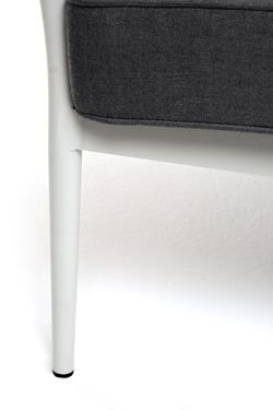 "Касабланка" диван 3-местный плетеный из роупа, каркас алюминий светло-серый (RAL7035) муар, роуп серо-коричневый 23мм, ткань серая 017