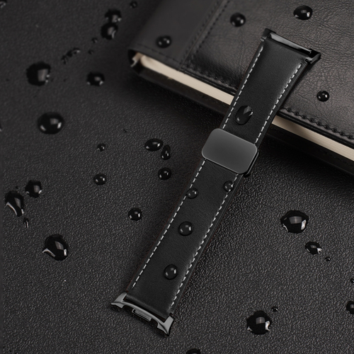 Ремешок из натуральной кожи черного цвета от Dux Ducis для смарт часов Samsung Galaxy Watch 8 (40 и 44мм), серия YA Series