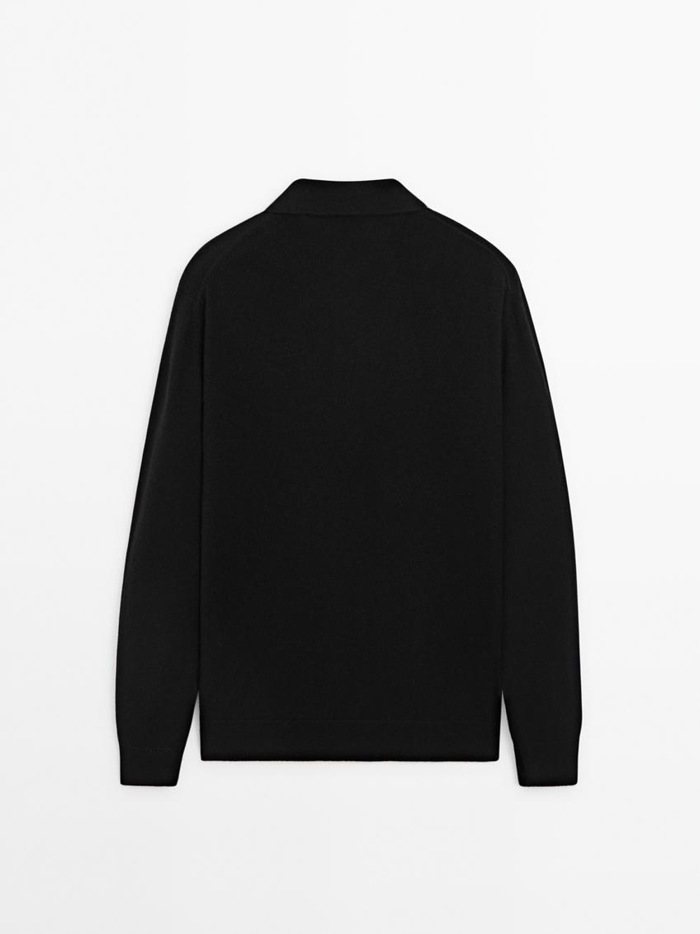 Massimo Dutti Поло из смесовой шерсти, черный