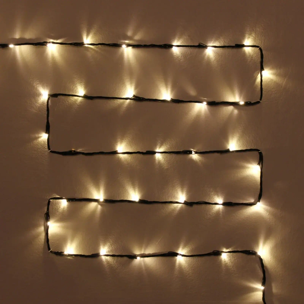 Гирлянда для улицы «Водопад» нить 7м 80 ламп LED чёрный провод, 8 реж, IP-54, Теплый белый (возможность соединения)