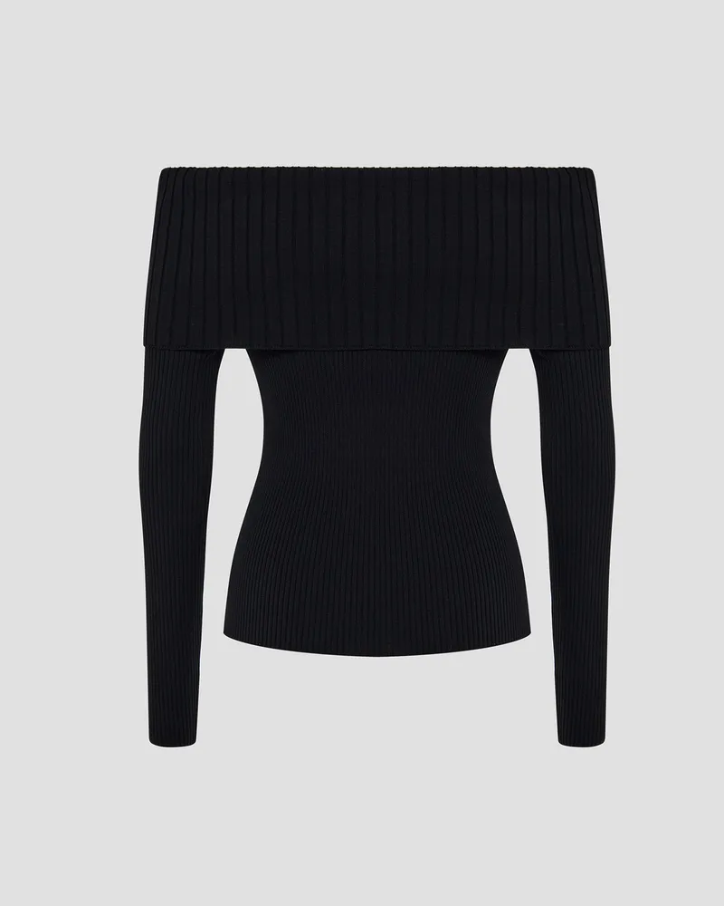 Топ трикотажный с отворотом и длинными рукавами