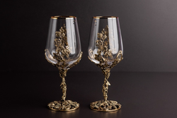 Набор бокалов для вина «Виноград» 2 шт. в подарочном футляре