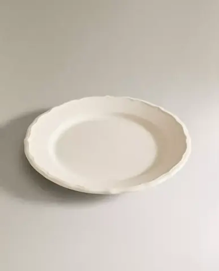 ZARA HOME ДЕСЕРТНАЯ ТАРЕЛКА ИЗ ФАЯНСА С ФИГУРНОЙ КРОМКОЙ, ЭКРЮ