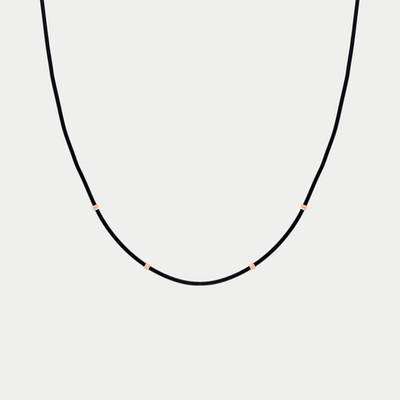 Колье каучуковое со вставками из розового золота 585 пробы (арт. 76005)