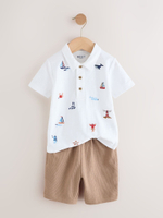 Поло и шорты в комплекте для мальчика Next AG8-738, Белый, Коричневый