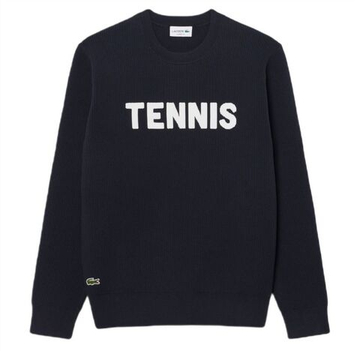 Мужская теннисная кофта Lacoste Jacquard Tennis Crew Neck - black/white