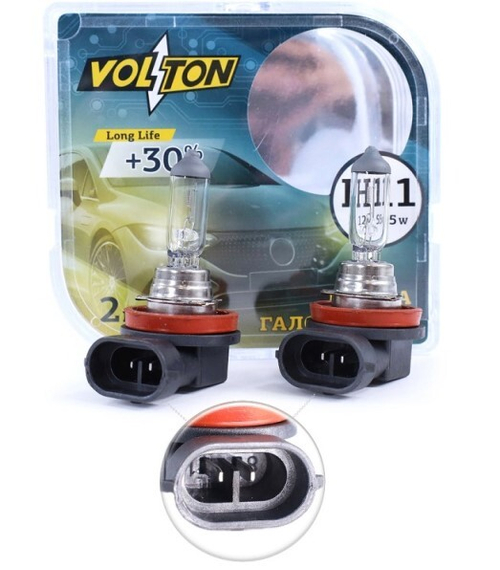 Лампа H11 12V 55W PGJ19-2 +30% (2 шт) (VOLTON)