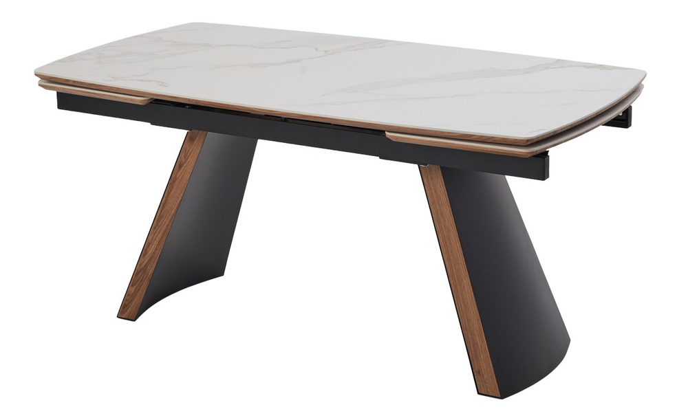 Стол М-City DISAUR Рандеву 160 Белый мрамор матовый 9806035, керамика, Черный, Орех Эко