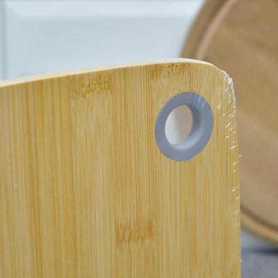 Доска разделочная бамбук 280*210*10мм прямоугольная с силиконовой ручкой