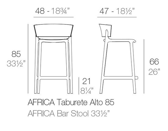 Стул пластиковый полубарный Africa Basic