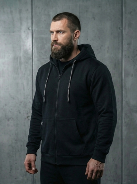 Толстовка с капюшоном и карманом на молнии мужская LEGENDA Urban черная