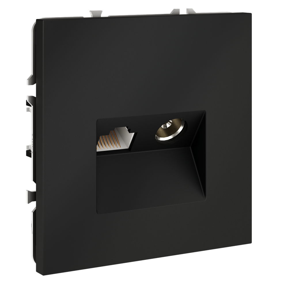 Розетка телевизионная встраиваемая VOLTUM S70 TV+RJ45 кат. 6, (графит)