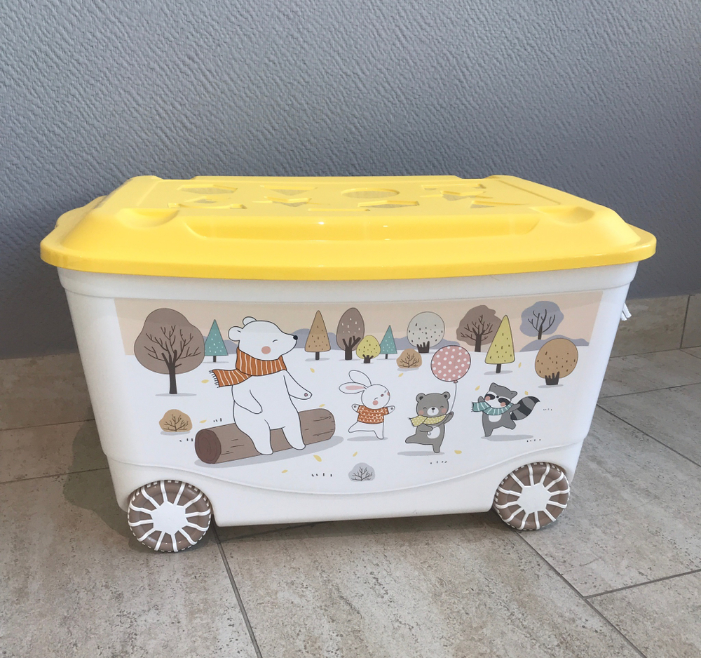 Ящик для игрушек 45л 580*390*335 бежевый "Зверушки" 43138093251