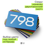 Номер на дверь 798, табличка на дверь для офиса, квартиры, кабинета, аудитории, склада, голубая 120х70 мм, Айдентика Технолоджи
