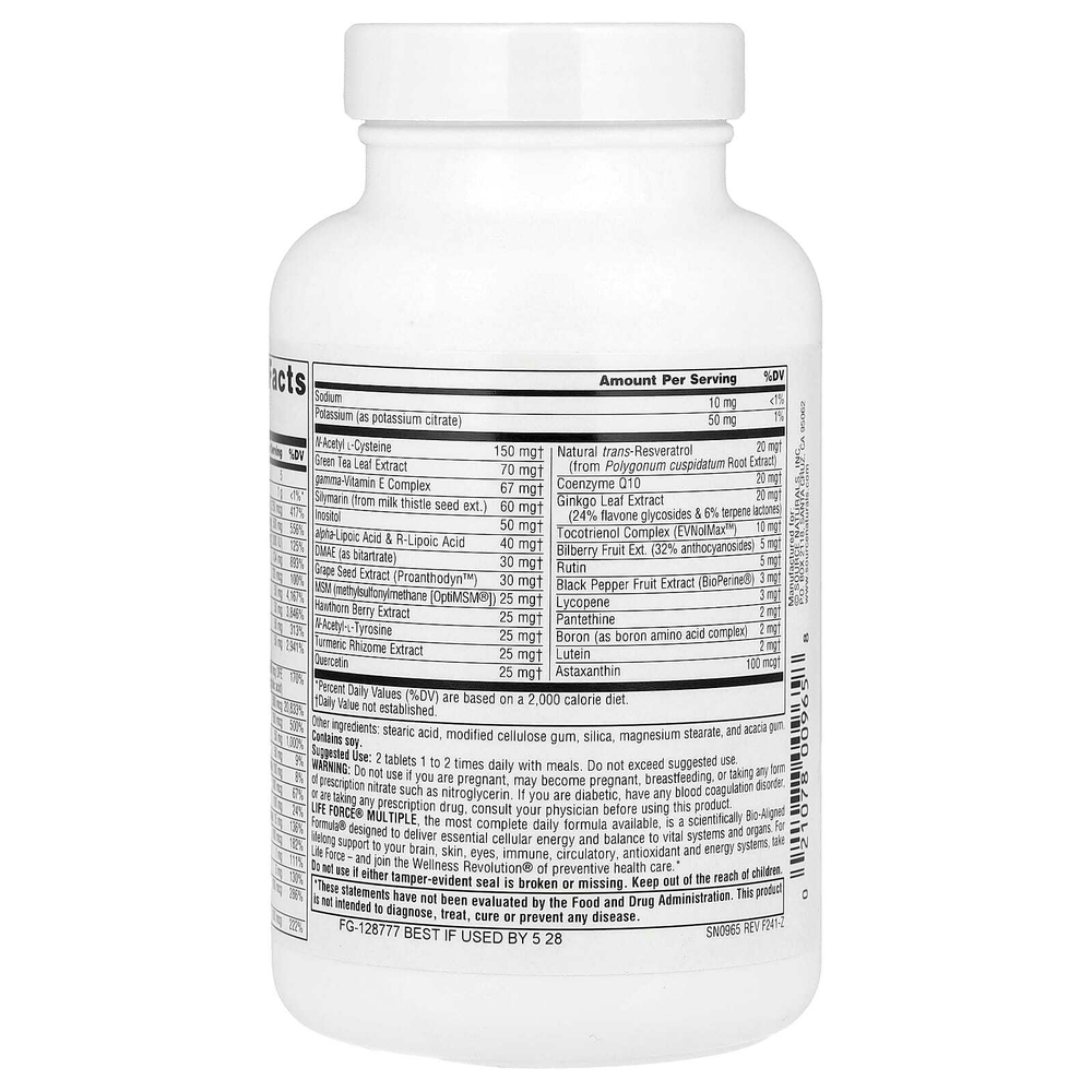 Source Naturals, Life Force® Multi, мультивитаминный комплекс, без железа, 60 таблеток