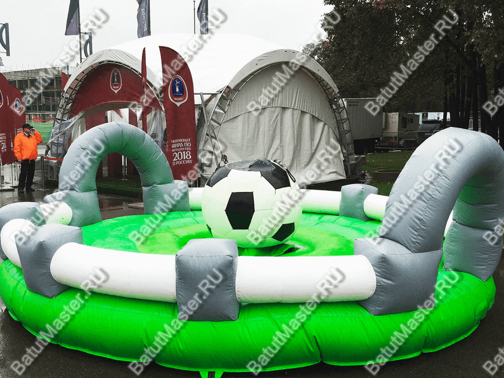 Надувной аттракцион Родео, мяч+батут, "Футбольный мяч", круглый, 6*6*3 м