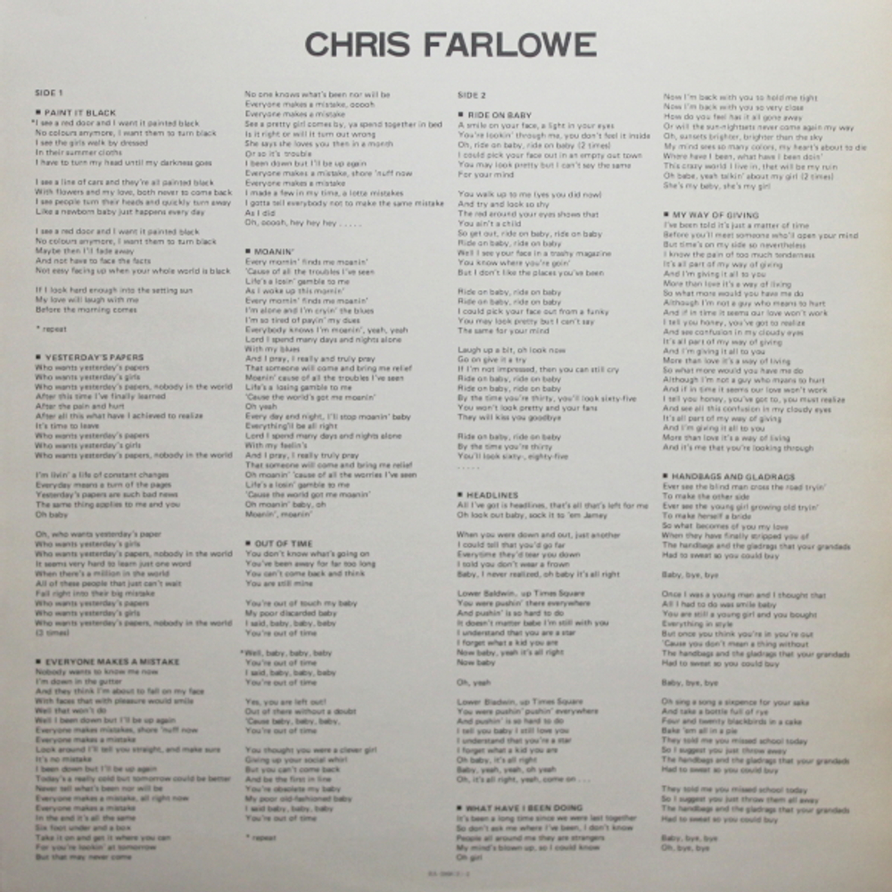 Chris Farlowe / Out Of Time - Paint It Black (LP)