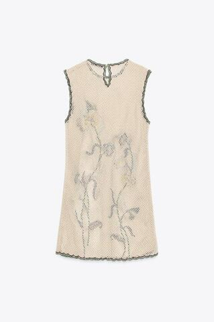 ZARA ПЛАТЬЕ КРОШЕ С ЦВЕТОЧНОЙ ВЫШИВКОЙ — ZW COLLECTION, РАЗНОЦВЕТНЫЙ
