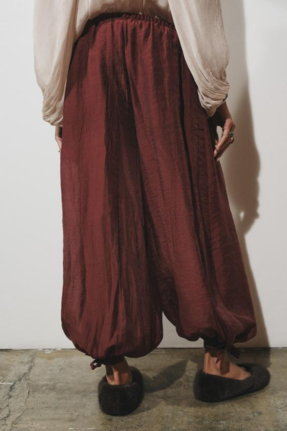 ZARA БРЮКИ-БАГГИ С ЗАВЯЗКАМИ — ZW COLLECTION, ЧЕРЕПИЧНЫЙ