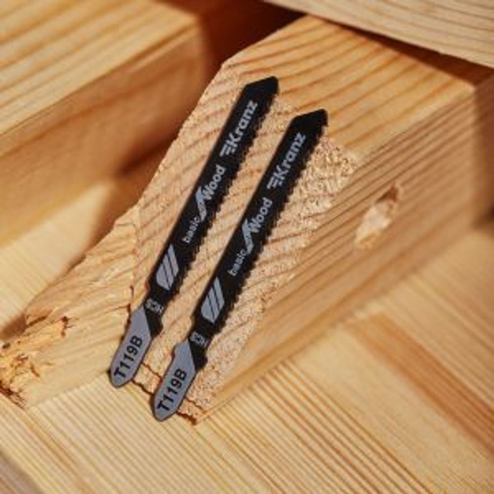 Пилка для электролобзика по дереву T119B 76 мм 12 зубьев на дюйм 4-30 мм (2 шт./уп.) KRANZ