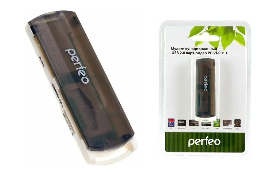 Картридер Универсальный SD/MMC+Micro SD+MS+M2 PERFEO PF-VI-R013 черный