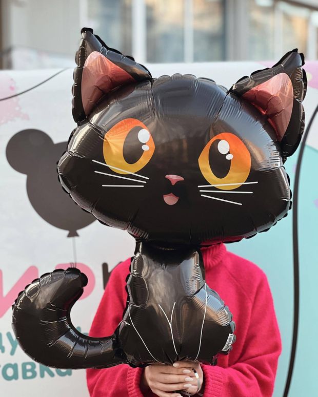 Шар-фигура, фольга, "Кот черный" (FM), 36"/92 см БГ-35)