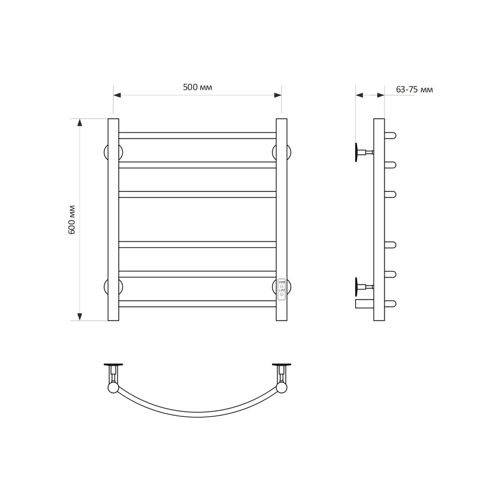 Полотенцесушитель MIXLINE CAPELLA  60х50 (таймер, 253 Вт, 6 перекладин) электрический ЧЕРНЫЙ