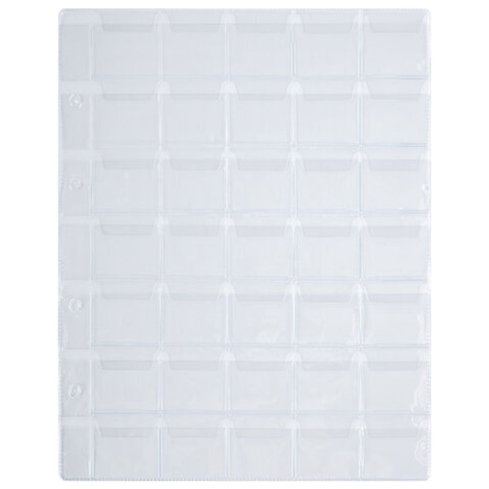 Листы-вкладыши для альбома "OPTIMA" на 35 монет d до 32 мм, КОМПЛЕКТ 10 шт., 200х250 мм, ПВХ, STAFF, 238085