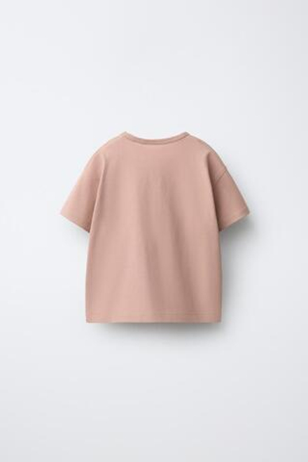 ZARA ОДНОТОННАЯ ФУТБОЛКА, ШОКОЛАДНЫЙ