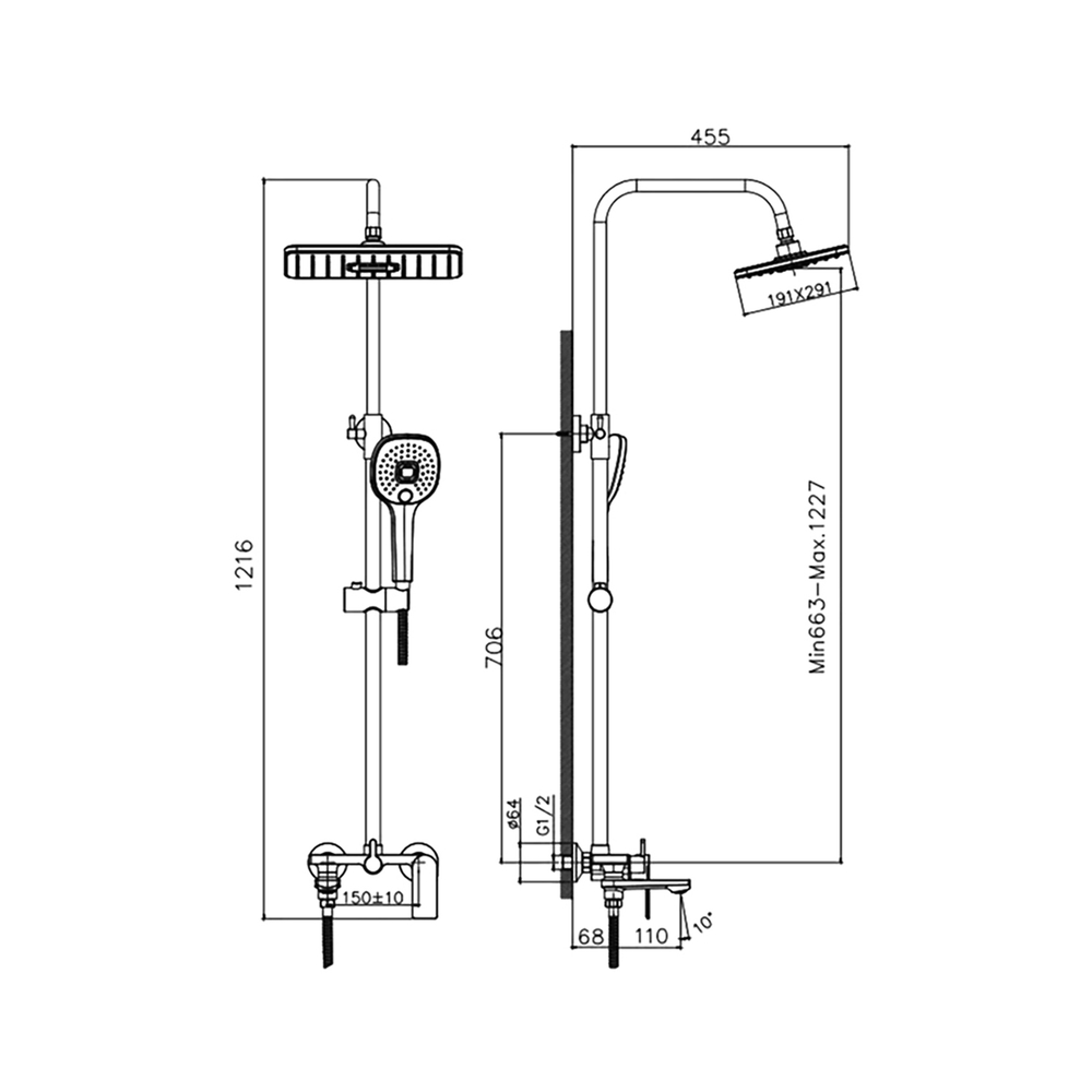 Душевая система 35к HB24505  HAIBA лейка "Тропический душ" БЕЛЫЙ/ХРОМ