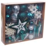 Набор ёлочных украшений «Сказочная зима» 45 предметов, Белый/Нефрит