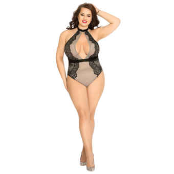 Прозрачное боди с вырезом Plus size