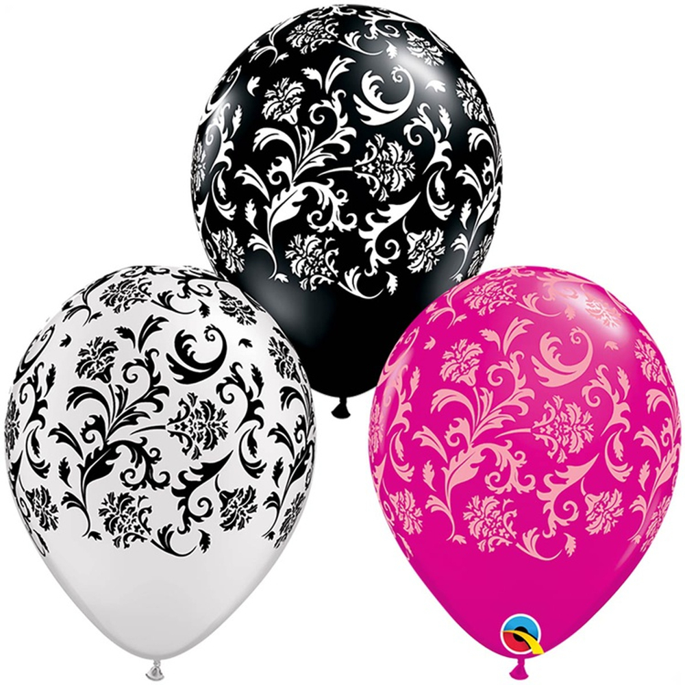 Шар латексный 28см Дамаск (Ассорти)