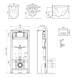 Комплект: инсталляция с унитазом и клавишей AM.PM Spirit V2.0 IS47001.701700 белая, синий