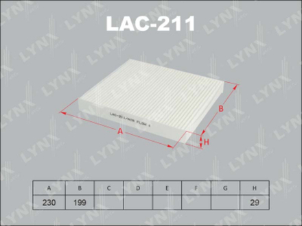 Фильтр салонный LYNX LAC-211