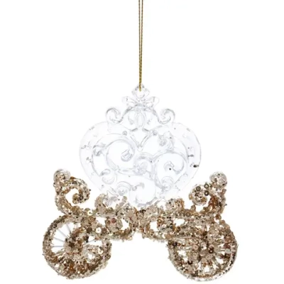 Подвеска «Волшебная карета» 12 см, Белый/Золотой блеск