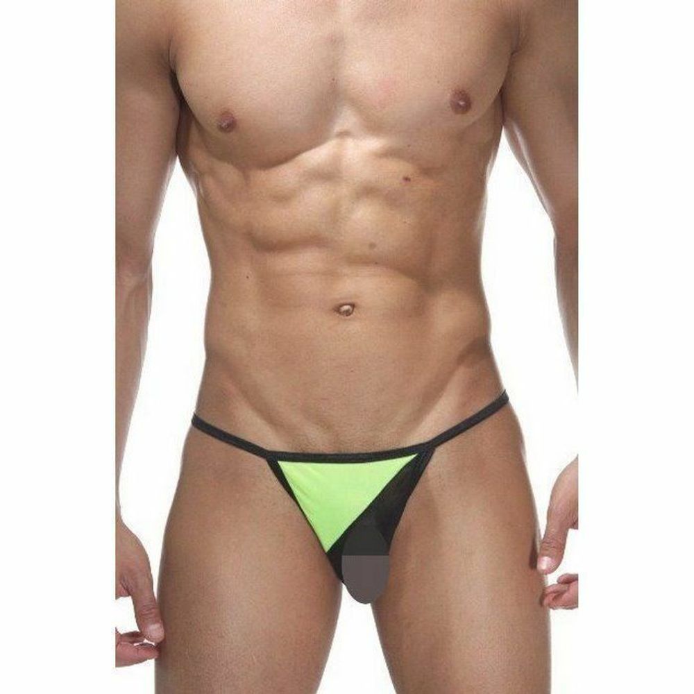 Мужские трусы стринги черно-зеленые La Blinque LB15165