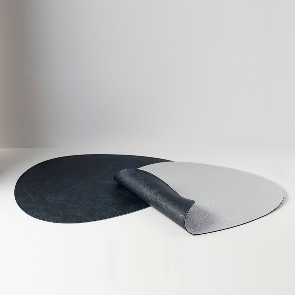 Набор из 4-х двухсторонних сервировочных салфеток Drop, 33х41 см, синий/светло-серый