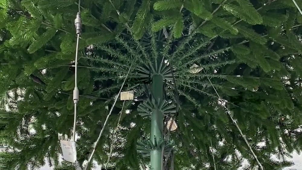 Ствольная елка с гирляндой встроенной «Изящная» (Литая хвоя) от 3 м до 8 м