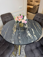 Круглый раздвижной стол "Лофт", луанда и стулья "Бостон" коричневые