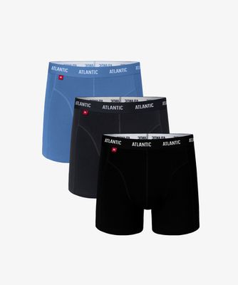 Мужские трусы шорты Atlantic, набор из 3 шт., хлопок, светло-голубые + графит + черные, 3MH-047